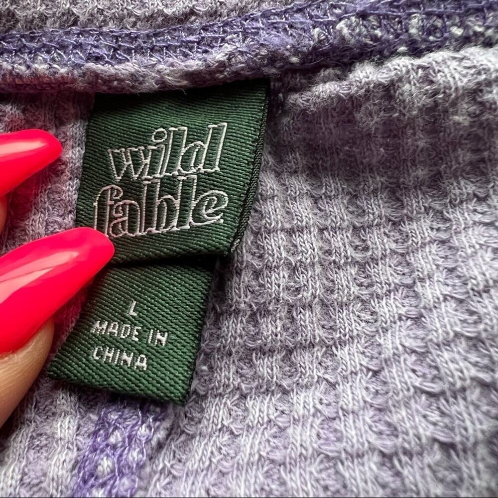 Wild Fable Waffle Knit Thermal Boho Flare Leg Pants Legging Purple Large - Picture 10 of 10